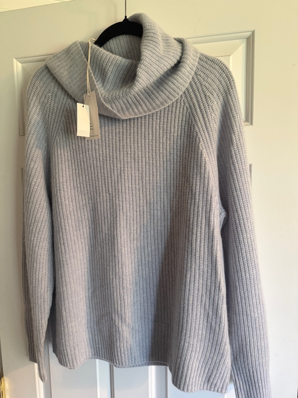 Haven Well Within Light Blue Ribbed Cowl Neck Sweater - 100% Cashmere NWT